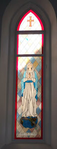 mary stained glass church panel